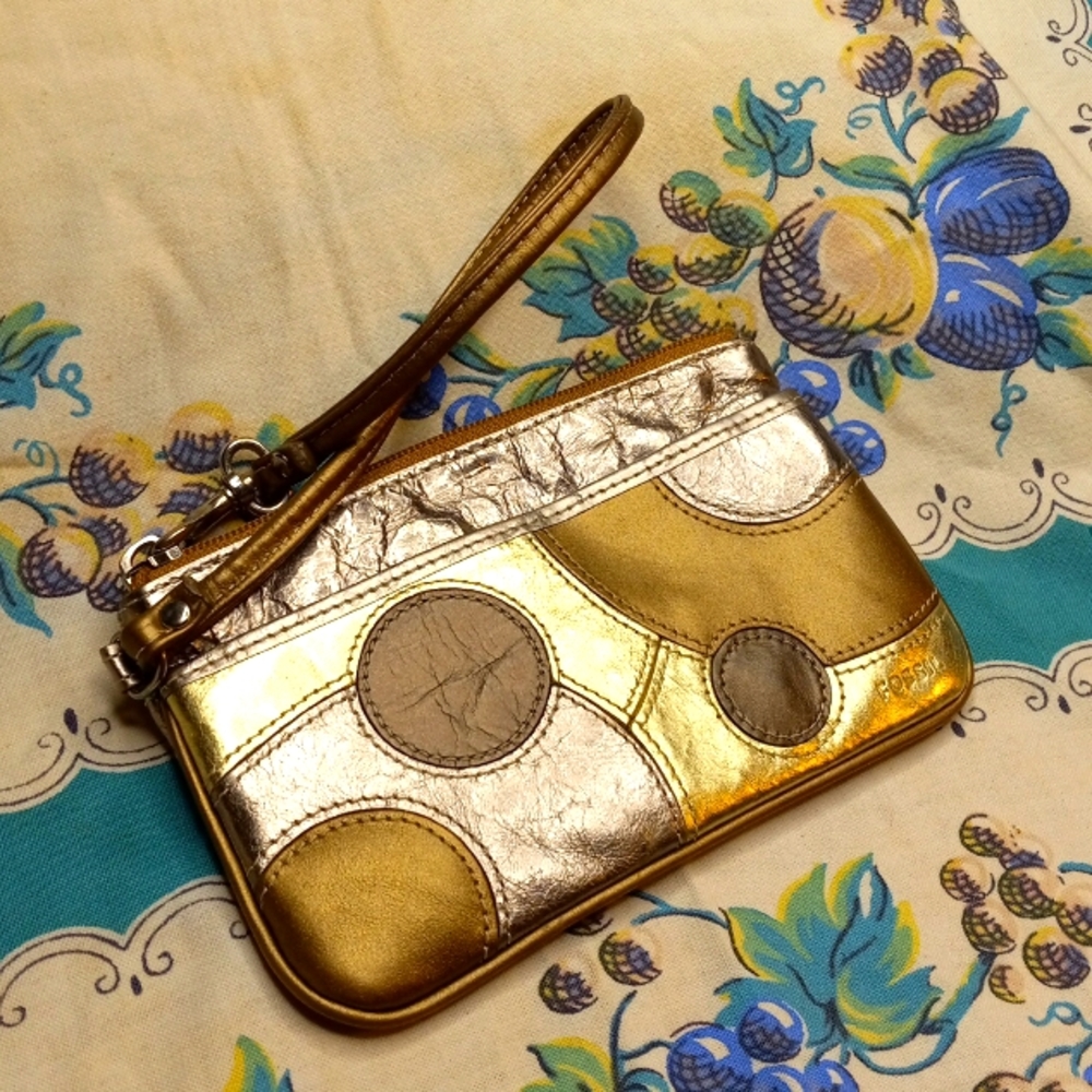 Fossil Metallic Patchwork Wristlet - image 1